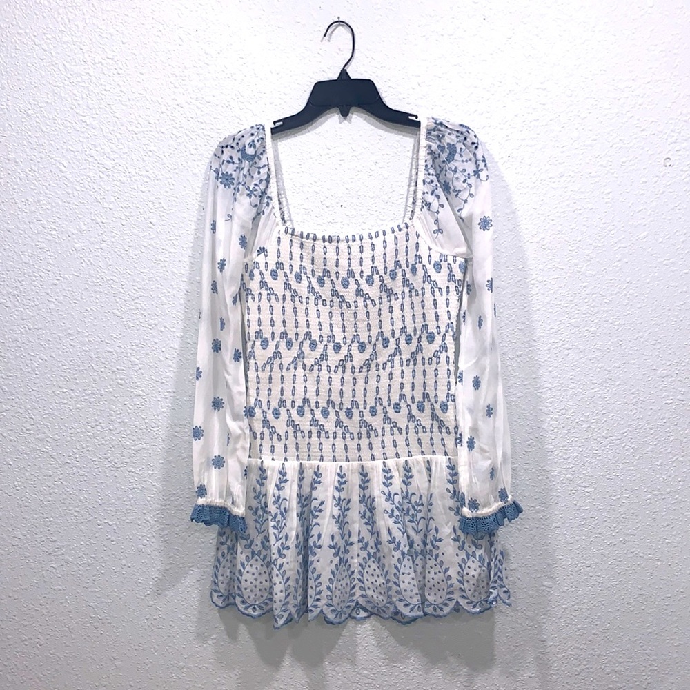LoveShackFancy Jayce Mini Dress Ivory Shores Size M BRAND NEW